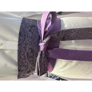 Purple Paisley and Polka Dot Obi Style Waist Belt